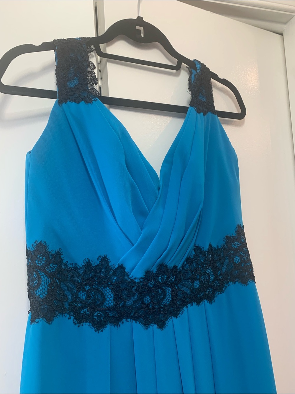 SORELLA VITA Size 14 Turquoise Maxi Dress with Black Lace Waist and Straps - Picture 3 of 8